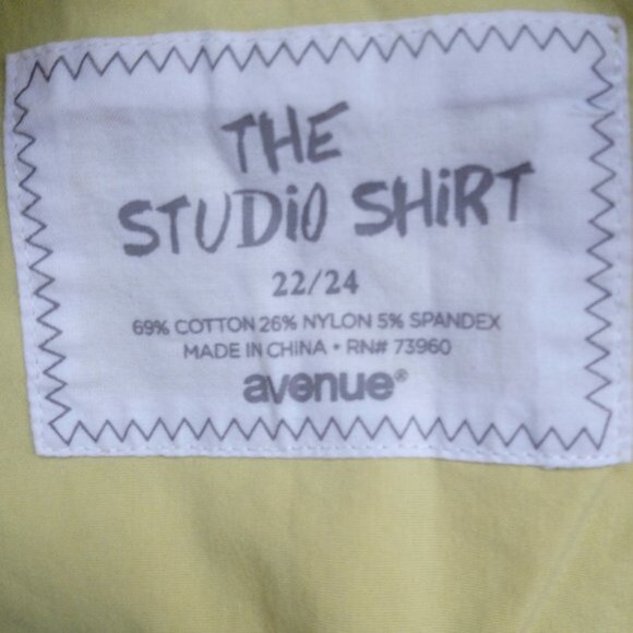 The Studio Shirt AVENUE 22/24 Canary Green Stretchy Textured Snap Front Shirt - Picture 3 of 3